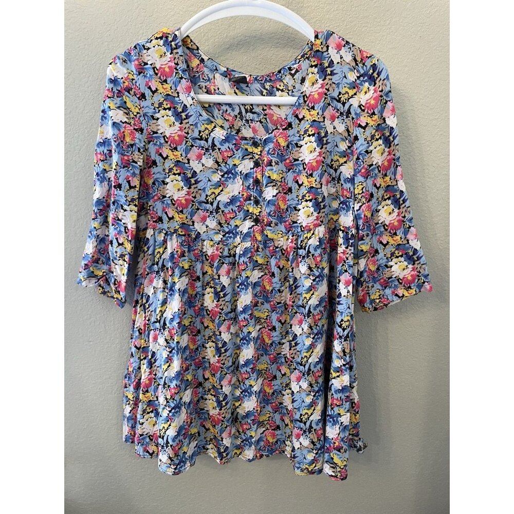 Free People Floral Top 2 Pockets Flowy Preppy Fairy Twee Coquette Rave Cottage